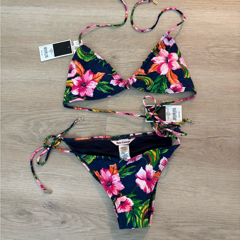 Juicy Couture Triangle Bra + Flirt String Bottom Bikini Set